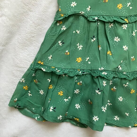 Carter's Toddler Sleeveless Dress 24M | Green Floral Bee Tiered Viscose VGUC - Picture 7 of 16
